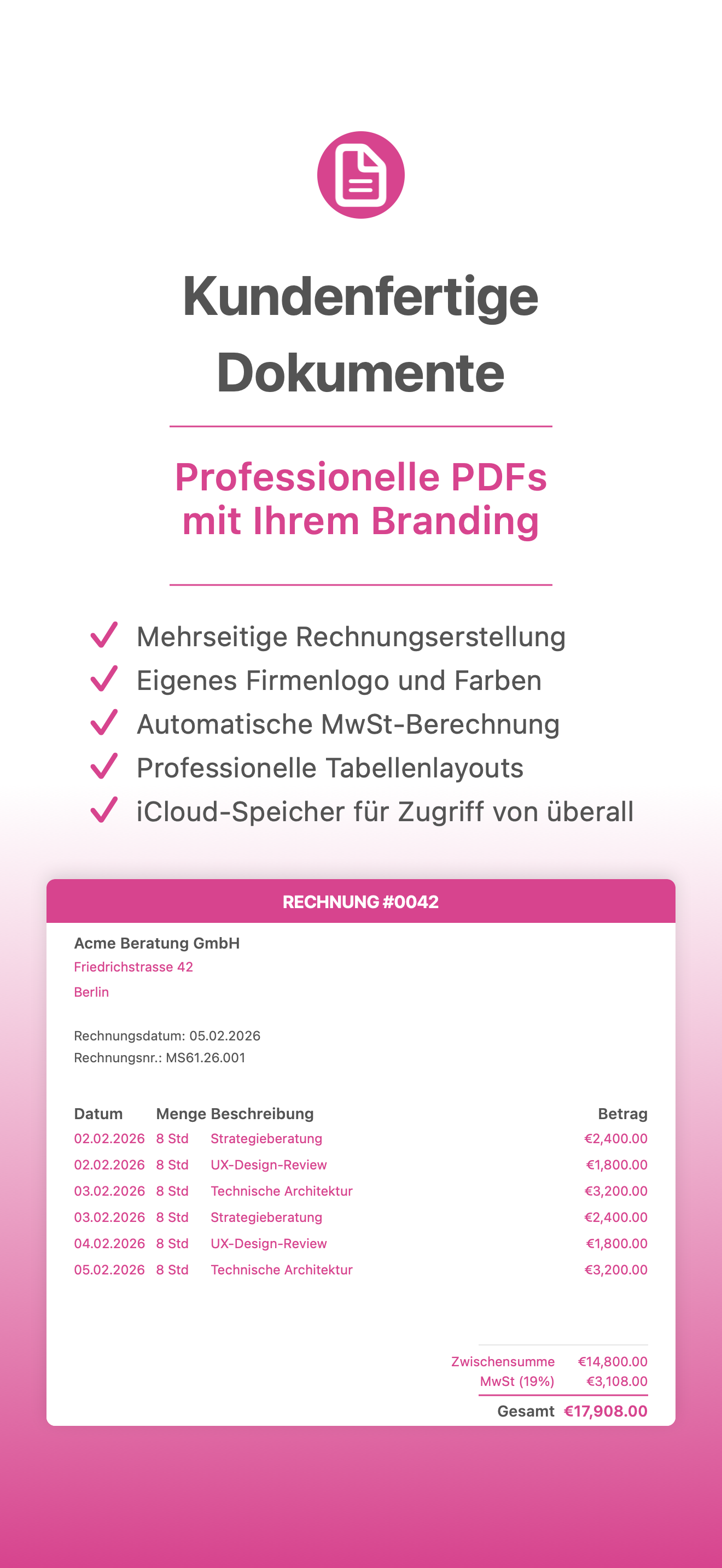 Erste Rechnung erstellen