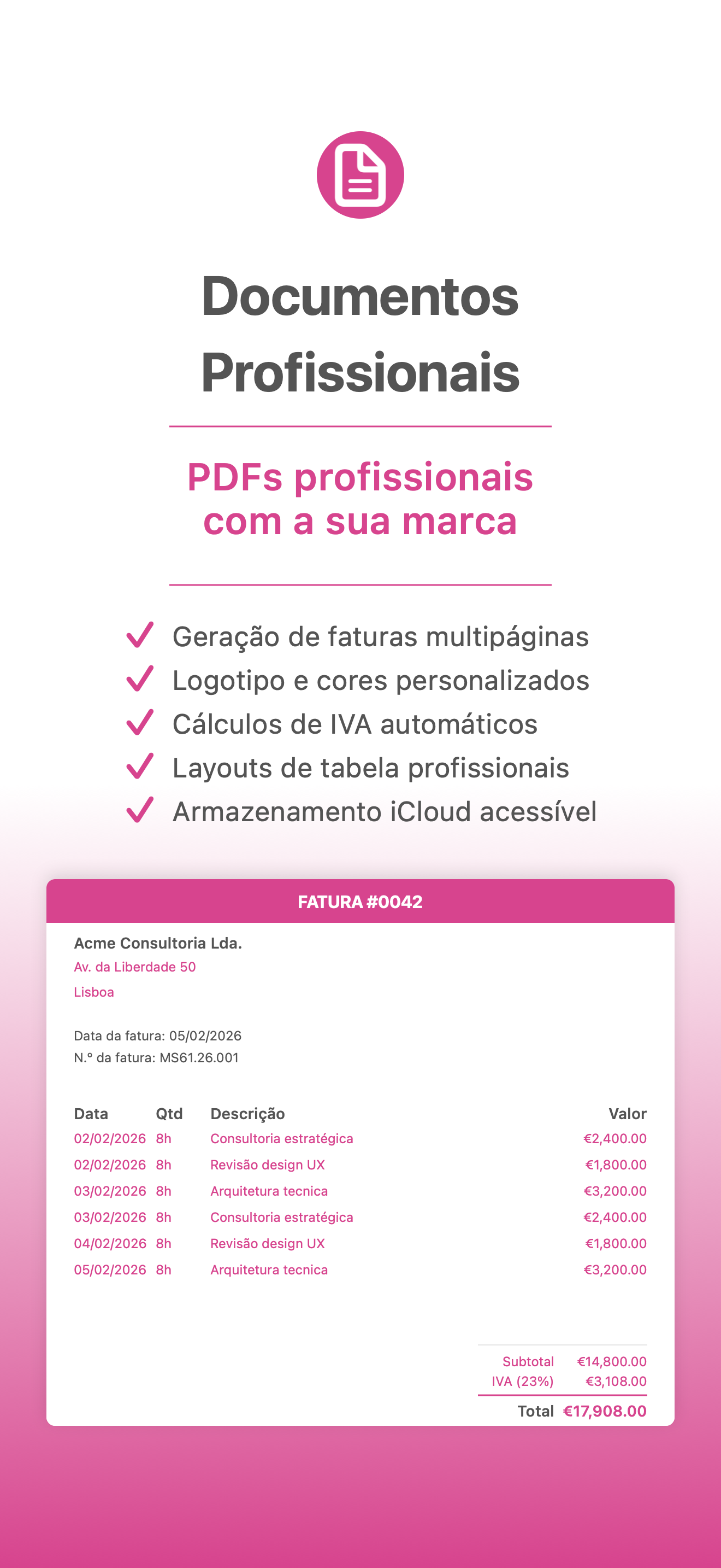 Crie a sua primeira fatura